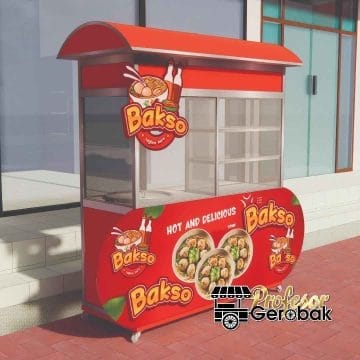 Desain gerobak bakso aluminium modern minimalis untuk usaha kecil