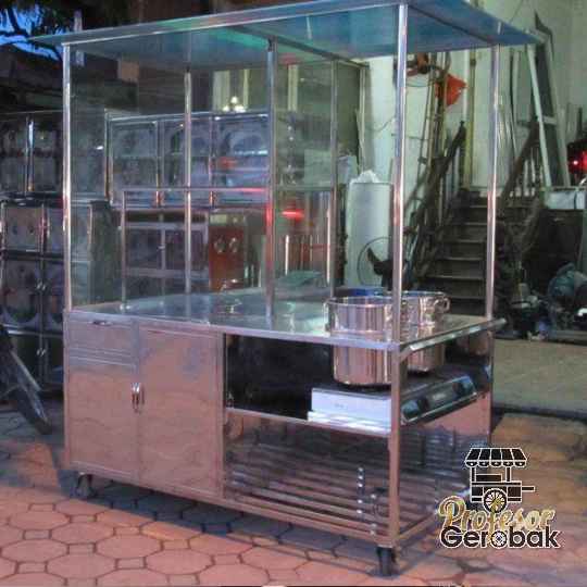 Gerobak stainless steel untuk jualan bakso kuah panas